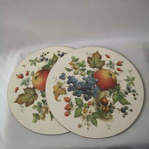 Set of Two Vintage Trivets / Hot Pads for Table or Counter w/ Fruit Design with
